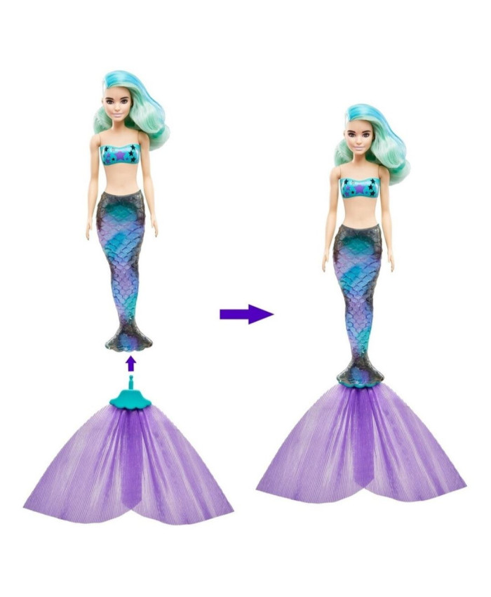 Кукла-русалка Barbie Color Reveal Волна 4 с сюрпризами, 32 см, GTP43
