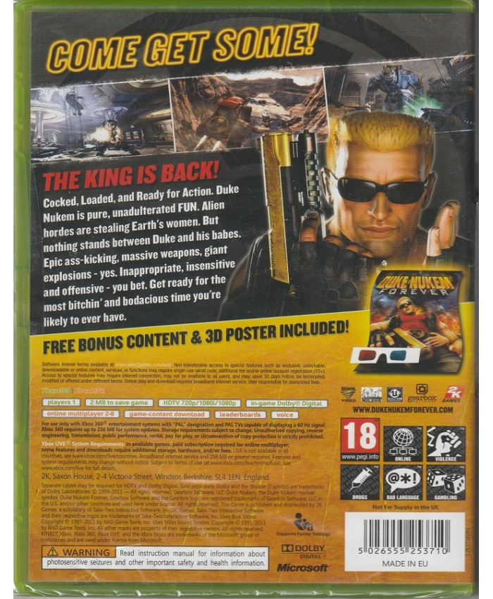 игра Duke Nukem Forever (Xbox 360/Xbox One, Английский язык)