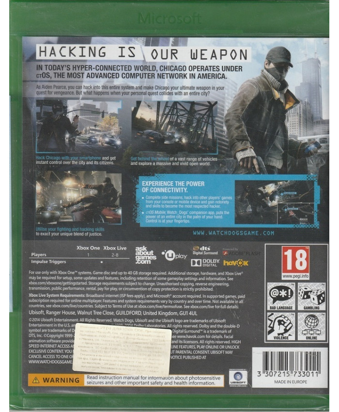 игра Watch Dogs (Xbox One, русская версия)