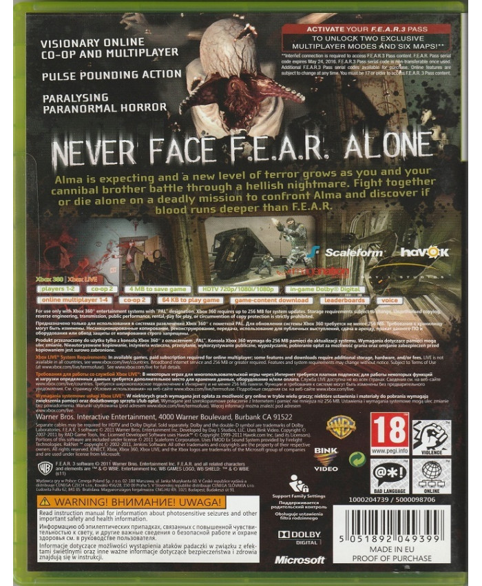 игра F.E.A.R. 3 (Xbox 360, русская версия)
