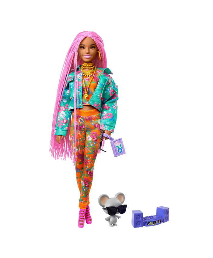 Кукла Барби Экстра с розовыми косичками Barbie Extra GXF09