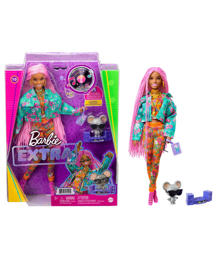 Кукла Барби Экстра с розовыми косичками Barbie Extra GXF09