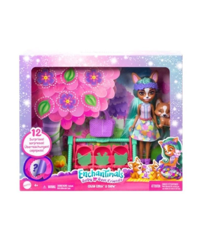 Игровой набор Enchantimals с куклой Корги Криция и Шуо серия Друзья-малыши HLK86