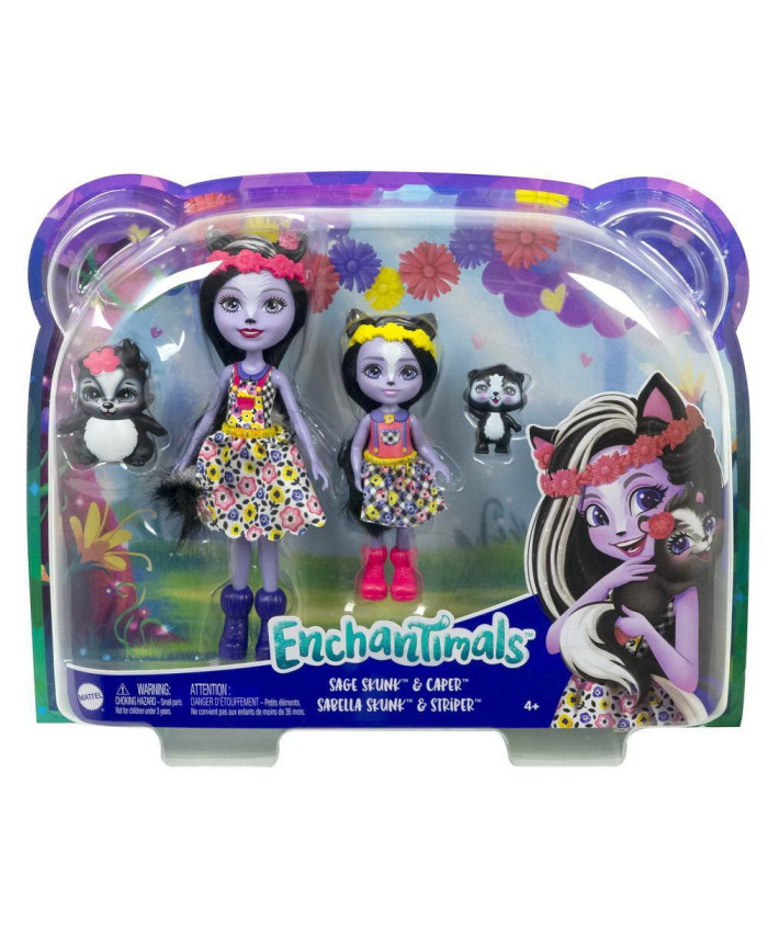 Игровой набор Mattel Enchantimals Сейдж Скунси с сестричкой и питомцами