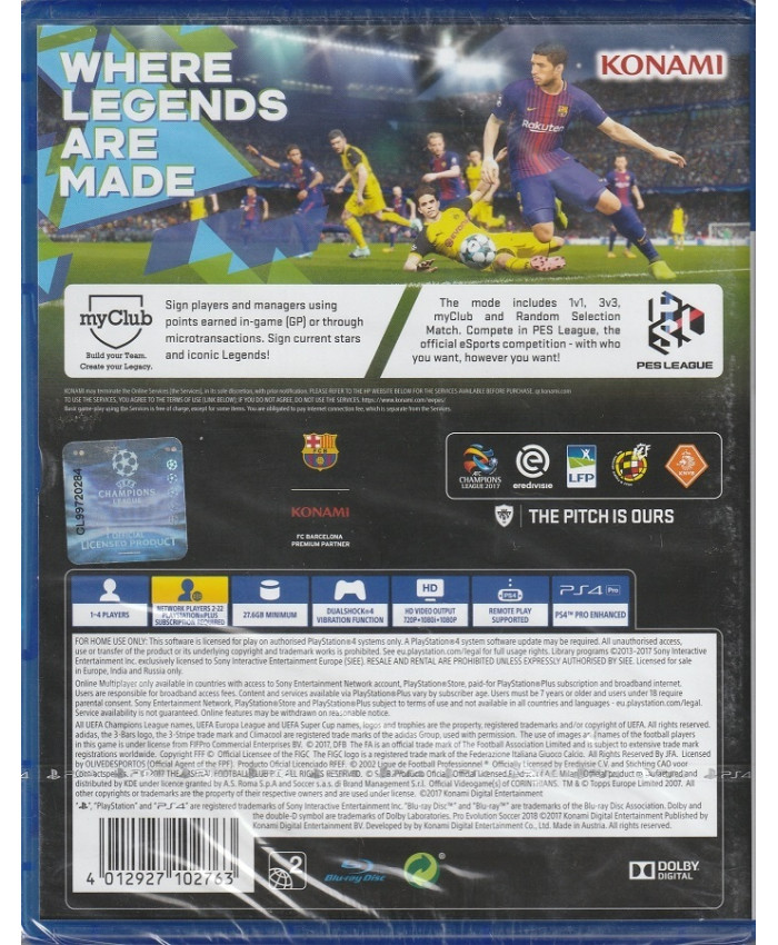 игра Pro Evolution Soccer 2018 (PlayStation4, русские субтитры)
