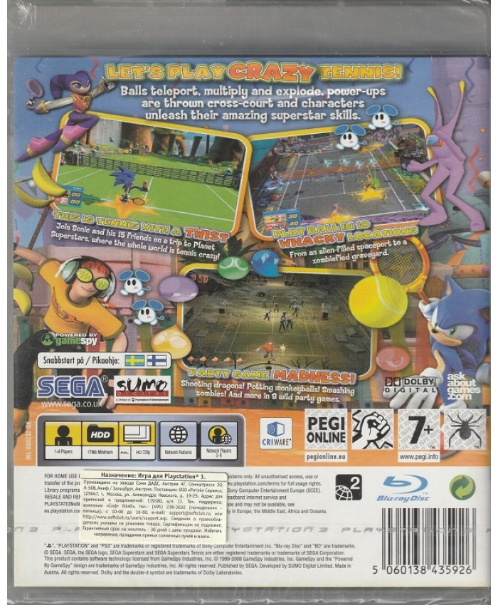 игра Sega Superstars Tennis (PlayStation 3, Английская версия)